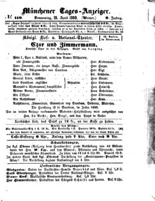 Münchener Tages-Anzeiger Donnerstag 19. April 1860