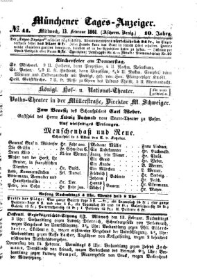 Münchener Tages-Anzeiger Mittwoch 13. Februar 1861