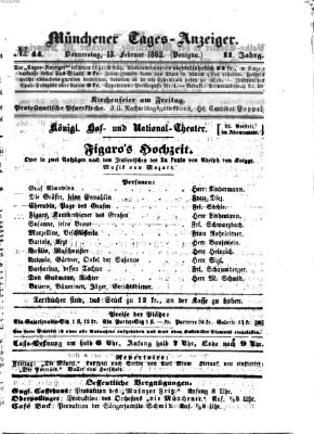 Münchener Tages-Anzeiger Donnerstag 13. Februar 1862