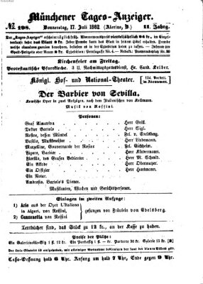 Münchener Tages-Anzeiger Donnerstag 17. Juli 1862