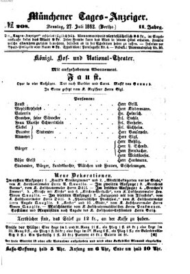 Münchener Tages-Anzeiger Sonntag 27. Juli 1862