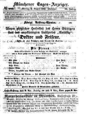 Münchener Tages-Anzeiger Montag 11. August 1862