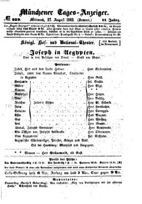 Münchener Tages-Anzeiger Mittwoch 27. August 1862