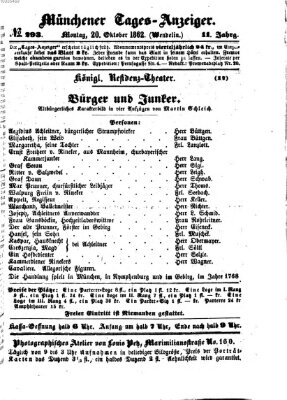 Münchener Tages-Anzeiger Montag 20. Oktober 1862
