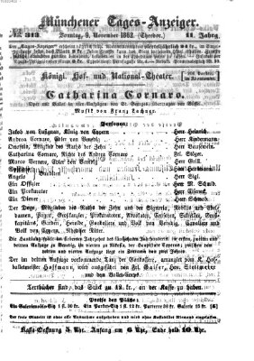 Münchener Tages-Anzeiger Sonntag 9. November 1862