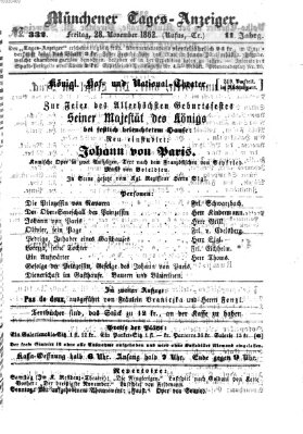 Münchener Tages-Anzeiger Freitag 28. November 1862