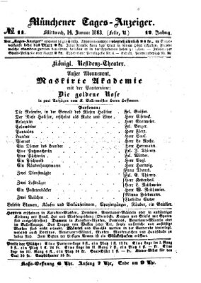 Münchener Tages-Anzeiger Mittwoch 14. Januar 1863