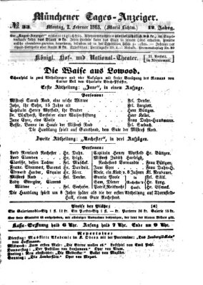 Münchener Tages-Anzeiger Montag 2. Februar 1863