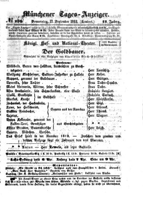 Münchener Tages-Anzeiger Donnerstag 17. September 1863