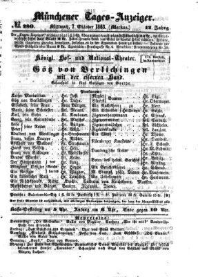 Münchener Tages-Anzeiger Mittwoch 7. Oktober 1863