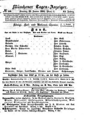 Münchener Tages-Anzeiger Sonntag 10. Januar 1864