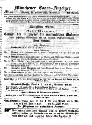 Münchener Tages-Anzeiger Montag 29. Februar 1864