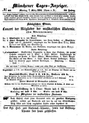 Münchener Tages-Anzeiger Montag 7. März 1864