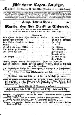 Münchener Tages-Anzeiger Dienstag 21. Juni 1864
