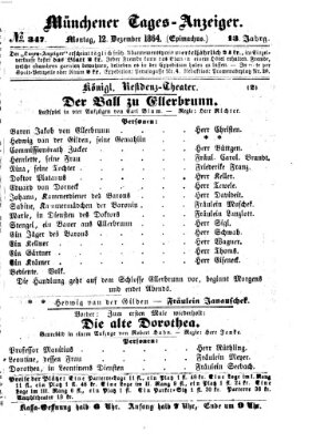Münchener Tages-Anzeiger Montag 12. Dezember 1864