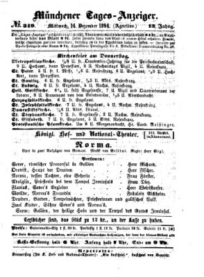 Münchener Tages-Anzeiger Mittwoch 14. Dezember 1864