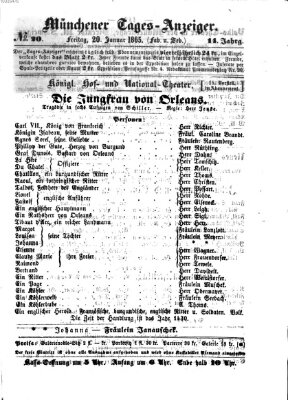 Münchener Tages-Anzeiger Freitag 20. Januar 1865