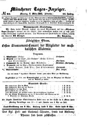 Münchener Tages-Anzeiger Montag 6. März 1865