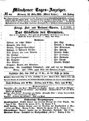 Münchener Tages-Anzeiger Mittwoch 22. März 1865