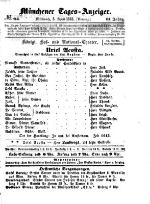 Münchener Tages-Anzeiger Mittwoch 5. April 1865