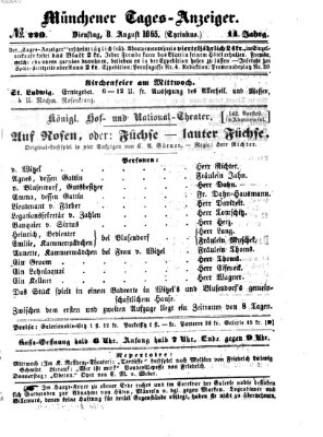 Münchener Tages-Anzeiger Dienstag 8. August 1865