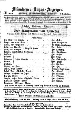 Münchener Tages-Anzeiger Mittwoch 29. November 1865