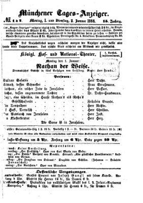 Münchener Tages-Anzeiger Dienstag 2. Januar 1866