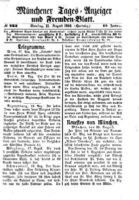 Münchener Tages-Anzeiger und Fremden-Blatt (Münchener Tages-Anzeiger) Dienstag 21. August 1866