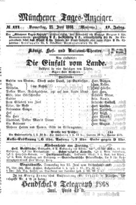 Münchener Tages-Anzeiger Donnerstag 25. Juni 1868