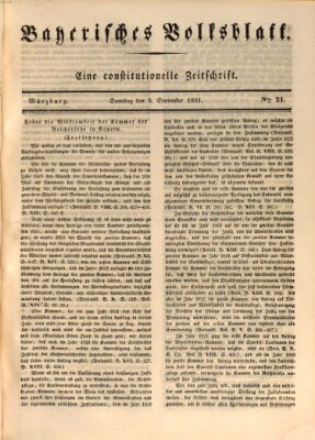 Bayerisches Volksblatt Samstag 3. September 1831