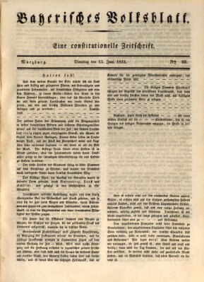 Bayerisches Volksblatt Dienstag 12. Juni 1832