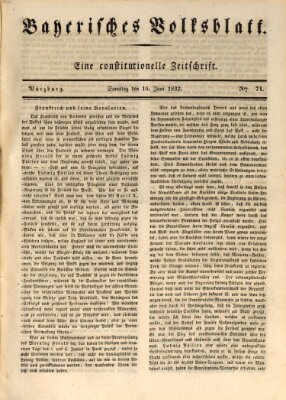 Bayerisches Volksblatt Samstag 16. Juni 1832