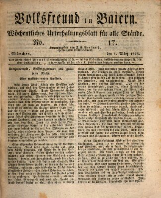 Volksfreund in Baiern (Laterna magica) Samstag 1. März 1823