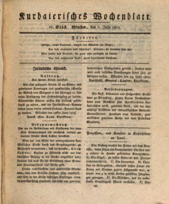 Kurpfalzbaierisches Wochenblatt Freitag 8. Juli 1803
