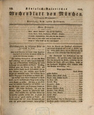 Königlich-baierisches Wochenblatt von München (Kurpfalzbaierisches Wochenblatt) Freitag 14. Februar 1806