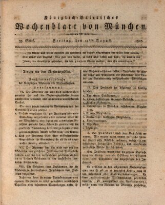 Königlich-baierisches Wochenblatt von München (Kurpfalzbaierisches Wochenblatt) Freitag 14. August 1807