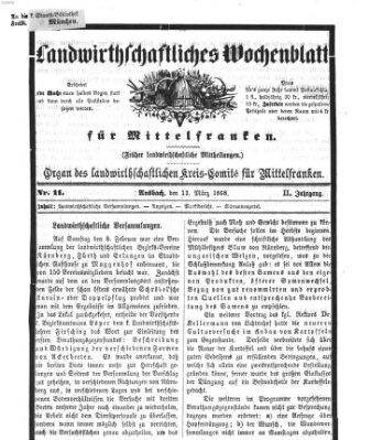 Landwirthschaftliches Wochenblatt für Mittel-Franken Freitag 13. März 1868