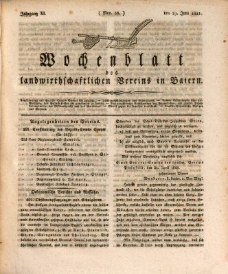 Wochenblatt des Landwirtschaftlichen Vereins in Bayern Dienstag 19. Juni 1821