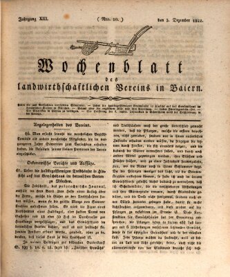 Wochenblatt des Landwirtschaftlichen Vereins in Bayern Dienstag 3. Dezember 1822