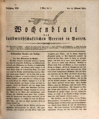 Wochenblatt des Landwirtschaftlichen Vereins in Bayern Dienstag 25. Februar 1823