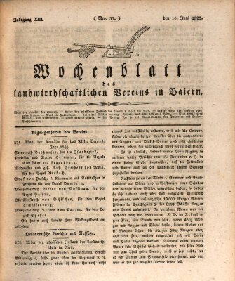 Wochenblatt des Landwirtschaftlichen Vereins in Bayern Dienstag 10. Juni 1823