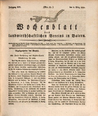 Wochenblatt des Landwirtschaftlichen Vereins in Bayern Dienstag 2. März 1824
