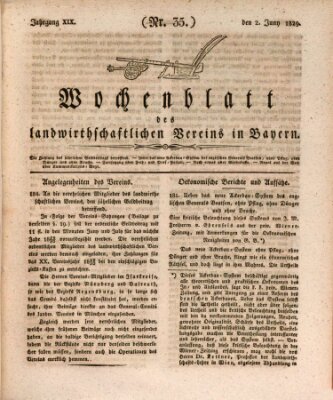Wochenblatt des Landwirtschaftlichen Vereins in Bayern Dienstag 2. Juni 1829