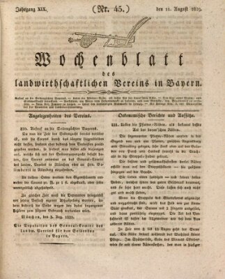 Wochenblatt des Landwirtschaftlichen Vereins in Bayern Dienstag 11. August 1829