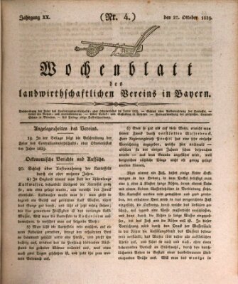 Wochenblatt des Landwirtschaftlichen Vereins in Bayern Dienstag 27. Oktober 1829