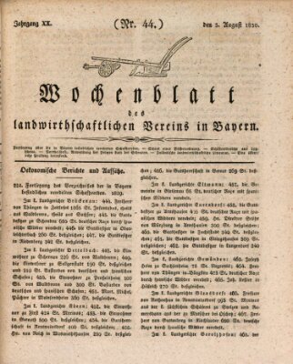 Wochenblatt des Landwirtschaftlichen Vereins in Bayern Dienstag 3. August 1830