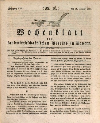 Wochenblatt des Landwirtschaftlichen Vereins in Bayern Dienstag 17. Januar 1832