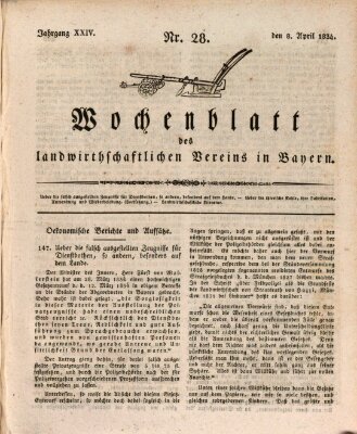 Wochenblatt des Landwirtschaftlichen Vereins in Bayern Dienstag 8. April 1834