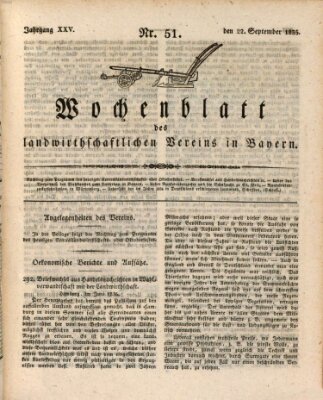 Wochenblatt des Landwirtschaftlichen Vereins in Bayern Dienstag 22. September 1835