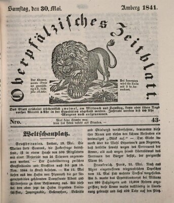 Oberpfälzisches Zeitblatt (Amberger Tagblatt) Sonntag 30. Mai 1841